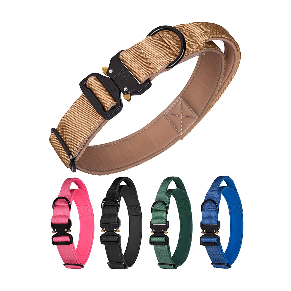 A vibrant yellow tactical dog collar, demonstrating durable and stylish design.