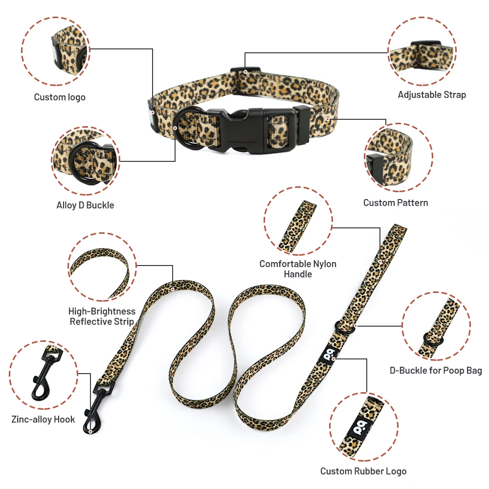 A collection of colorful, custom-designed dog collars.