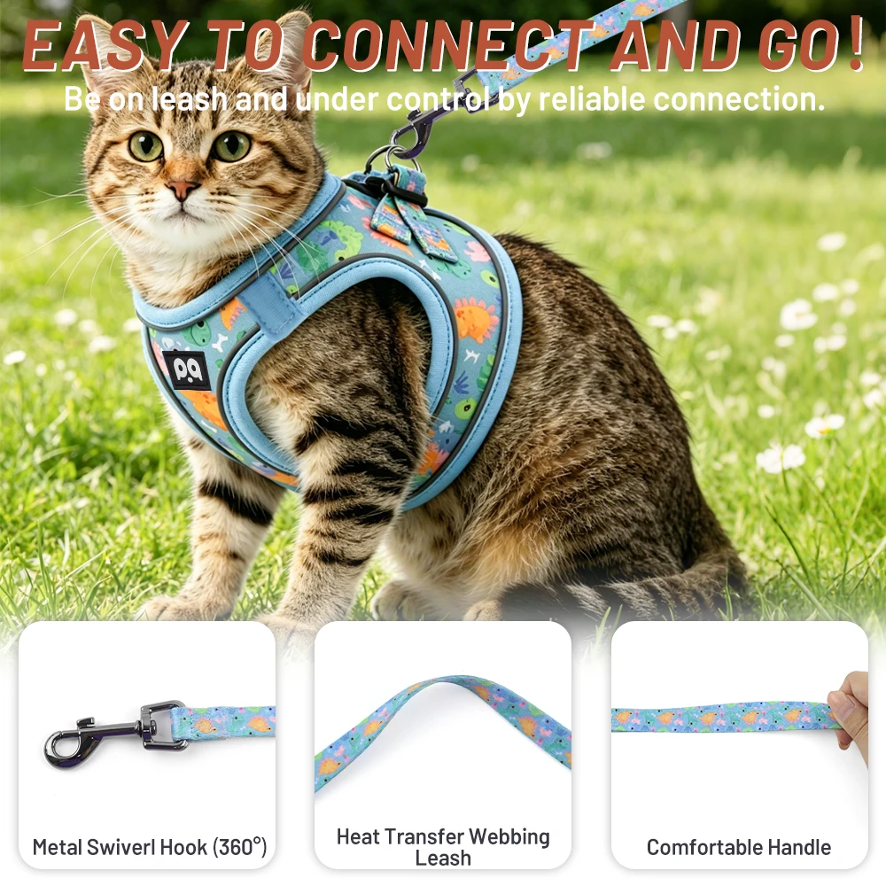 A stylish cat and dog side-by-side, wearing custom collars.