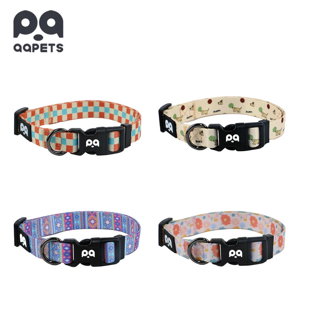 A perfectly matched custom dog collar and leash set, showing brand consistency.